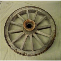 Antique Heavy Wood Wagon Wheel Iron Rim MUST BE PICKED UP