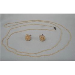 Antique Seed Pearl Necklace and Earrings