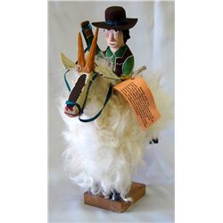 Native American Navajo Folk Art, Cowboy on a Goat
