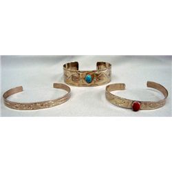 3 Navajo German Silver Bracelets