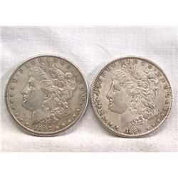 2 Morgan Silver Dollars 1897-S, 1889