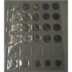 20 Kennedy Half Dollar Coins, 5 Buffalo Nickels
