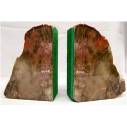 Pair Petrified Wood Cut Polished Bookends