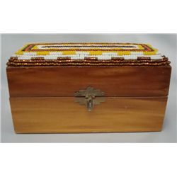 Lined cedar box with beaded lid by Kills Thunder