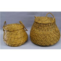 Pine Needle Baskets w/Lids/2