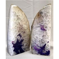 Pair Amethyst Crystal Rock Bookends