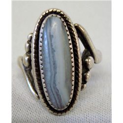 Navajo Sterling Silver Agate Ring
