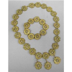 Gilt Filigree Necklace & Bracelet