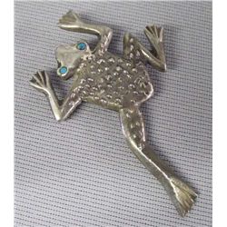 Vintage Sterling Silver Cast Frog Pin