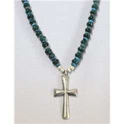 Navajo Malachite, Turquoise Silver Cross Necklace