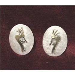 Navajo 14Kt Gold Sterling Kokopeli Earrings-Jimmy Secatero