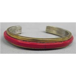Navajo Coral on Brass Sterling Silver Bracelet