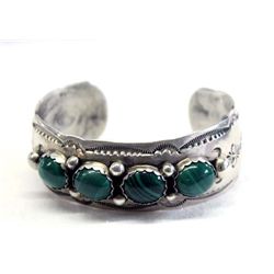 Navajo Sterling Silver Malachite Bracelet