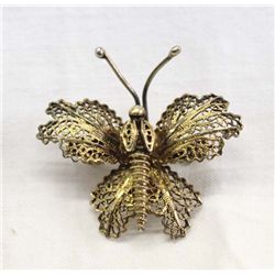 Vintage Portuguese Silver Vermeil Butterfly Pin