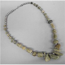 Pre-Columbian Style Stone & Silver Bead Necklace