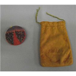 Vintage Fabric Pin of Flower Fields & Sun