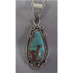 Sterling Silver Necklace Turquoise Pendant