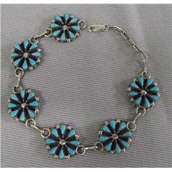 Zuni Silver Petit Point Turquoise Bracelet