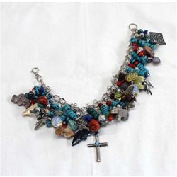 Western Sterling Silver & Stone Charm Bracelet