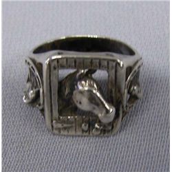Vintage Cowboy Horse Ring Sterling Silver