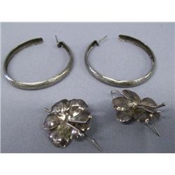 Mexican Taxco Silver Earrings - 2 Pairs