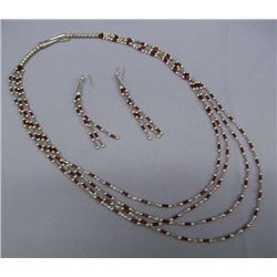 Navajo Sterling Silver Bead Necklace/Earrings