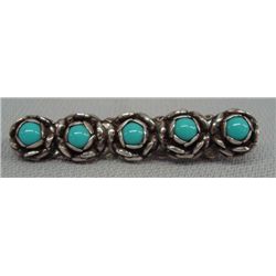 Vintage Mexican Sterling Silver Turquoise Pin