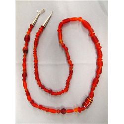 Ruby Red Glass Bead Necklace