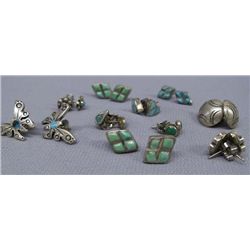 1950's Zuni Post Earrings, 11 Pairs