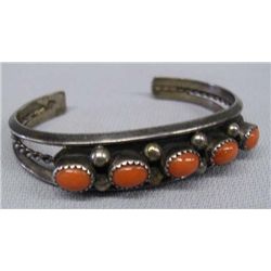 Navajo Sterling Silver Coral Bracelet