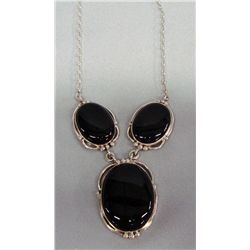Navajo Sterling Silver Jet Necklace - D