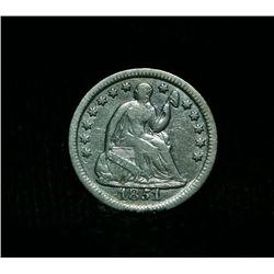 1851-p Liberty Seated Half Dime 1/2 10c Grades VF
