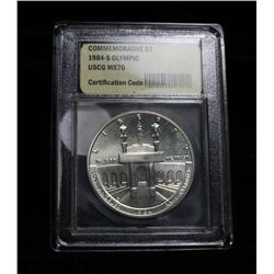 1984-s Olympic Silver Dollar Uncirculated Commemorative graded ms70 by USCG