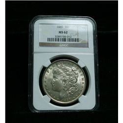 NGC 1889-p Morgan Dollar graded Select Uncirculated ms62