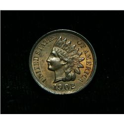 1902 Indian Cent 1c Grades Gem Uncirculated ms65 RB