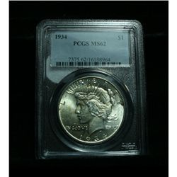 PCGS 1934-p Peace Dollar graded Select Uncirculated ms62