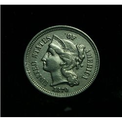 1870 Three Cent Nickel 3c Grades au58