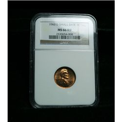 RARE  NGC 1960-d Small Date Lincoln Cent 1c Graded Gem+ ms66 RD