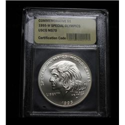 1995-w Special Olympics World Games Uncirculated Commemorative Silver Dollar Graded ms70