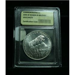 1994-w Women in the Military Silver Uncirculated Commemorative Dollar Graded ms70