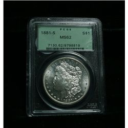 PCGS Original Green Holder 1881-s Morgan Dollar Graded Select Uncirculated ms62  PCGS OGH