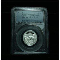 PERFECTION!  PCGS 2011-s SILVER Washington 25c "Glacier" Graded PR70 DCAM