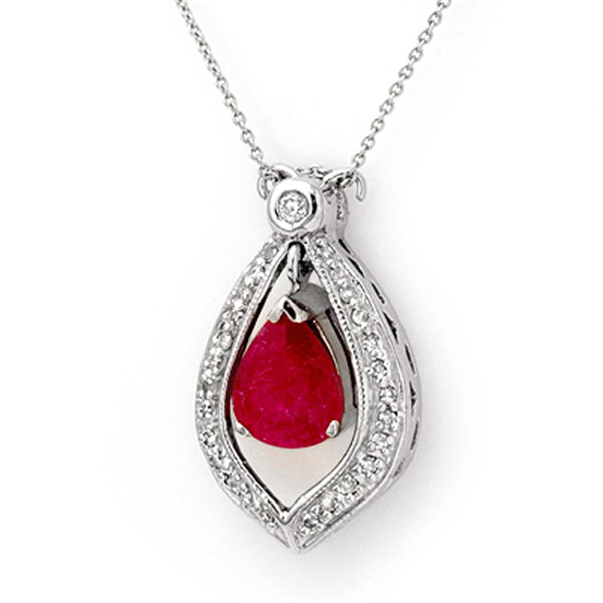 Genuine 4.4 ctw Ruby & Diamond Necklace White Gold
