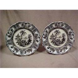 A pair of mulberry transferware plates