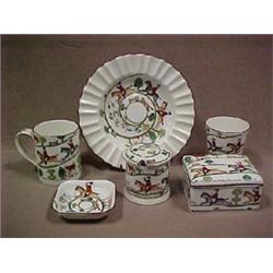 Six pieces of Staffordshire English bone china