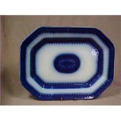 Flow blue platter, 12  x 15-1/2 ,  Canton 