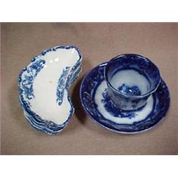 Set of six flow blue bone dishes "Dorothy"