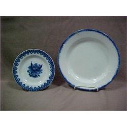 Flow blue plate, 6-1/2" diameter, "Gem"