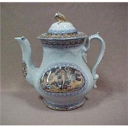 Decorated ironstone coffee pot with lid