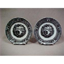 A pair of mulberry transferware plates, 7-3